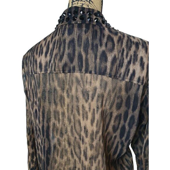 Michael Michael Kor Button Up Semi Sheer Embellished Blouse Medium NWOT - Picture 5 of 8